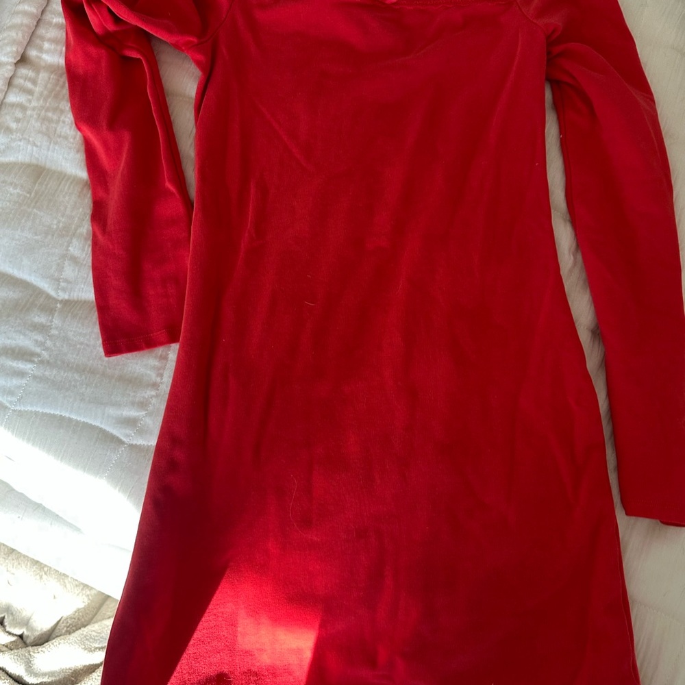 Wildfable Elegant Red Long Sleeve Dress